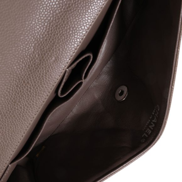 Chanel Taupe Caviar Quilted East West Single Flap Bag - Picture 8 of 8
